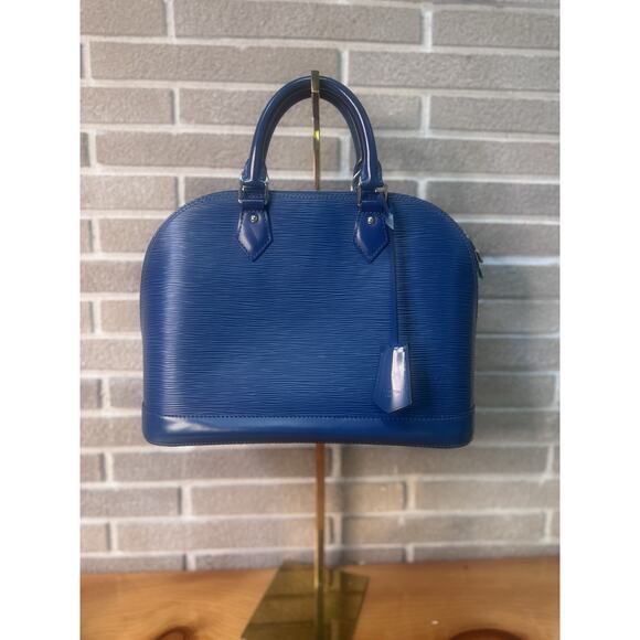 Louis Vuitton Alma Shoulder Bag Medium Blue Leather - Picture 1 of 11